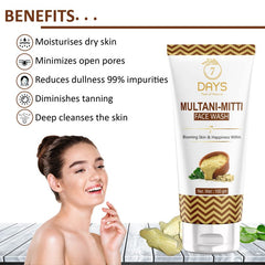 7 Days multani mitti Fcae Wash No Parabens, Sulphate Face Wash (100 gm)