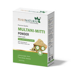 7Days Natural Multani Mitti (Fuller’s Earth) Powder with Rose Petal & Aloe Vera for Glowing & Clarified Skin(200 Gm)