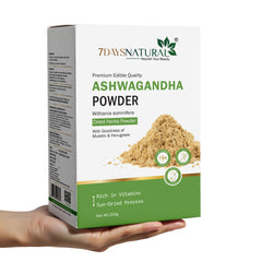 7Days Natural Ashwagandha Powder | Premium Edible Quality | With Mulethi & Fenugreek | Sun-Dried | 200g