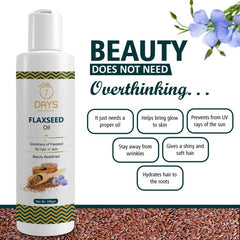 7 Days Flaxseed Oil (Cold Pressed) For Skin Breast Growth & Hair- 100ml, Natural and 100% Pure (Organic) Hair Oil (120 ml)