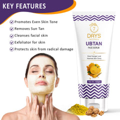 7Days Ubtan Scrub For Face with Turmeric & Walnut for Tan Removal – 100g Scrub