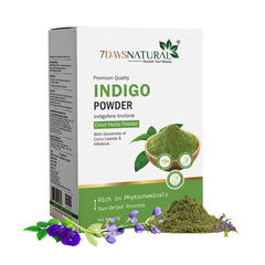 7Days Natural Indigo Powder with Curry Leaves & Hibiscus - Herbal Powder for Hair Nourishment & Shine(200 Gm)