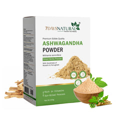7Days Natural Ashwagandha Powder | Premium Edible Quality | With Mulethi & Fenugreek | Sun-Dried | 200g
