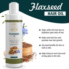 7 Days Flaxseed Oil (Cold Pressed) For Skin Breast Growth & Hair- 100ml, Natural and 100% Pure (Organic) Hair Oil (120 ml)