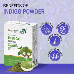 7Days Natural Indigo Powder with Curry Leaves & Hibiscus - Herbal Powder for Hair Nourishment & Shine(200 Gm)