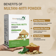 7Days Natural Multani Mitti (Fuller’s Earth) Powder with Rose Petal & Aloe Vera for Glowing & Clarified Skin(200 Gm)