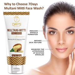 7 Days multani mitti Fcae Wash No Parabens, Sulphate Face Wash (100 gm)