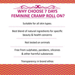 7 Days Feminine Cramp Relief Roll On for instant relief from period pain Gel Liquid (10 ml)
