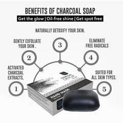 Activated Charcoal Soap Removes Dead Cells Providing Clean and Flawless skin (Pack of 3)