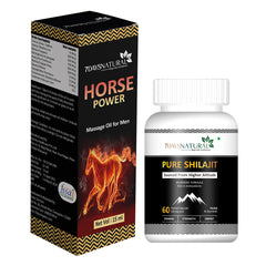 Ayurvedic Himalayan Shilajit 60 Capsule and Horse Power oil combo