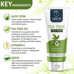 7Days Tea Tree Facewash for acne and pimples(100 ml)