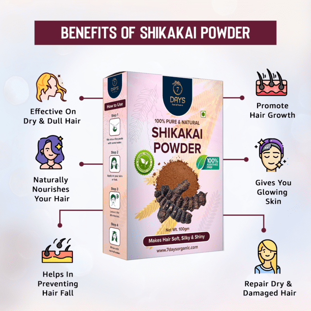 7Days Shikakai powder 100% natural hair growth & control hair fall dandruff formula (100 g)