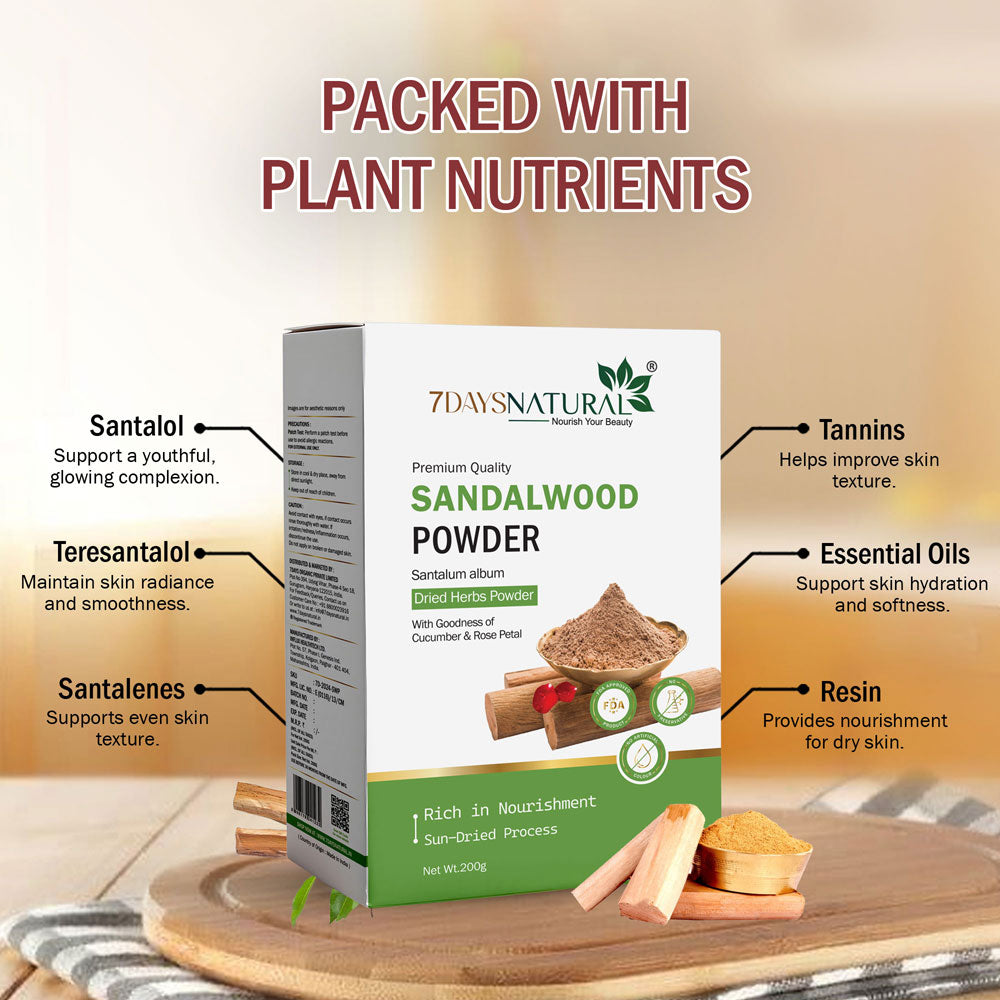 7 Days Organic Sandalwood Face Pack Powder- 200 gm
