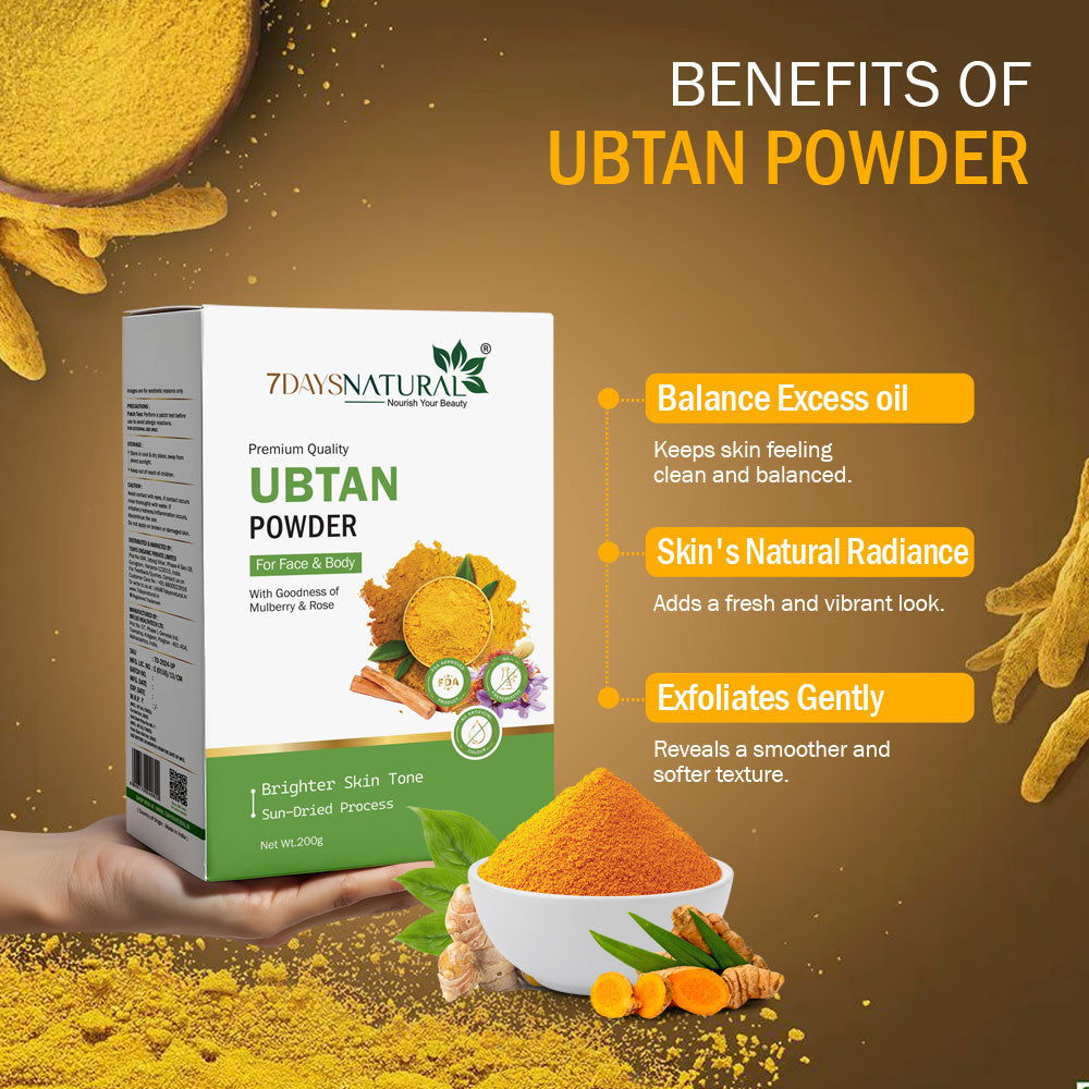 7 Days Ubtan Face Pack Powder – Face & Body Scrub For Removing Skin Tan, Glowing, Shinier & Radiant Skin- 200 gm