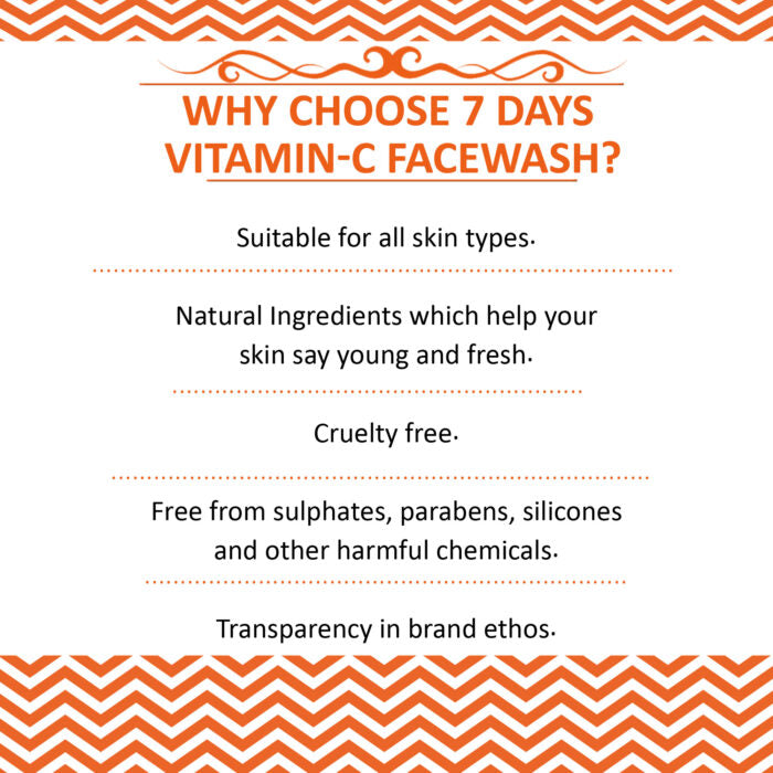 7Days Vitamin C Face Wash with Turmeric for Skin Illumination for Tightening, Whitening & Brightening Skin(100ml)