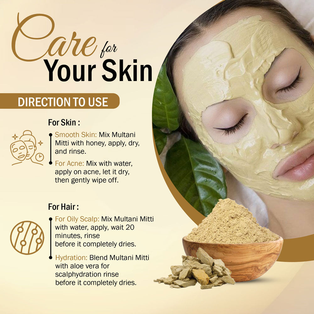 7Days Natural Multani Mitti (Fuller’s Earth) Powder with Rose Petal & Aloe Vera for Glowing & Clarified Skin(200 Gm)