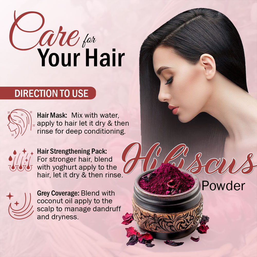 7 DAYS Hibiscus Flower Powder for Face Pack & Hair Mask | Pure & Natural Hibiscus Rosa Sinensis Powder For Skin & Hair Care - 200g