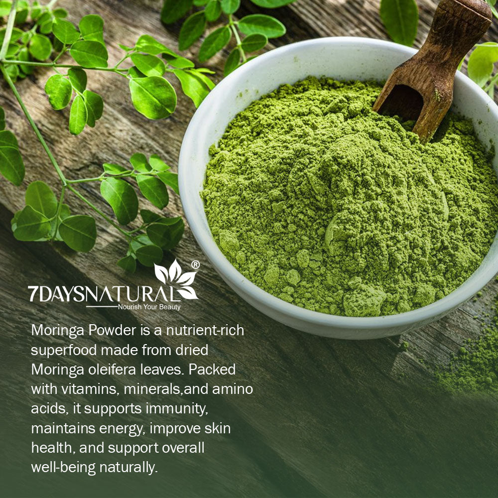 7Days Natural Moringa Powder | Premium Edible Quality | Sun-Dried | With Giloy & Tulsi | 200g