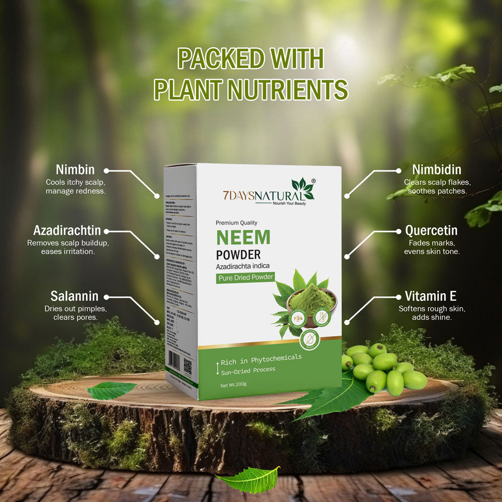 Neem Leaf Powder for Skin & Hair, Anti-Pimple, Anti-Bacterial, Fight Dandruff 200gm