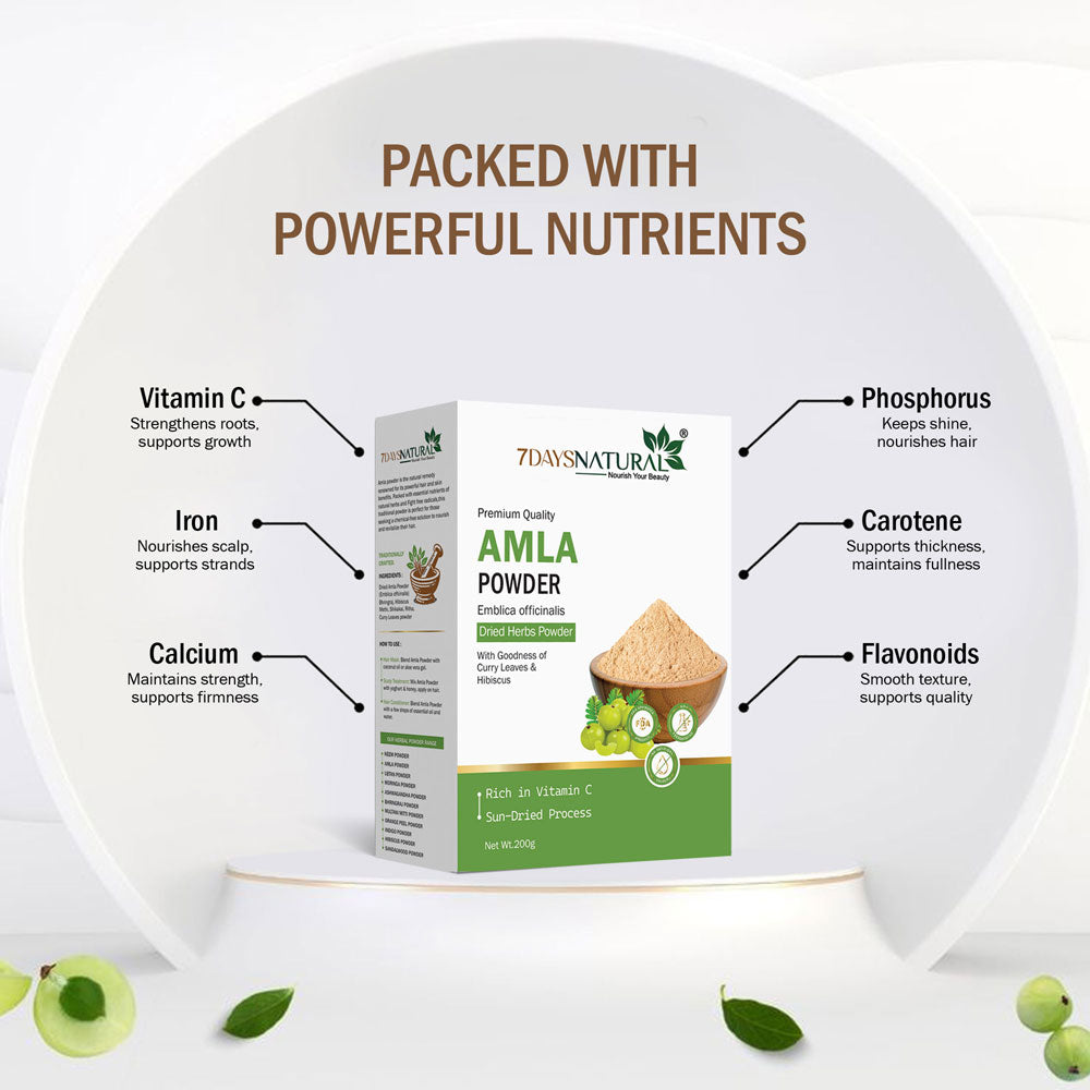 7Days Amla Natural Powder for Skin and Hair Care (200gm)