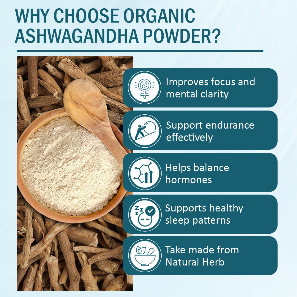 7Days Natural Ashwagandha Powder | Premium Edible Quality | With Mulethi & Fenugreek | Sun-Dried | 200g