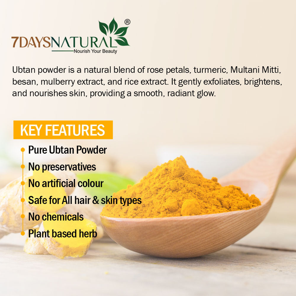 7 Days Ubtan Face Pack Powder – Face & Body Scrub For Removing Skin Tan, Glowing, Shinier & Radiant Skin- 200 gm