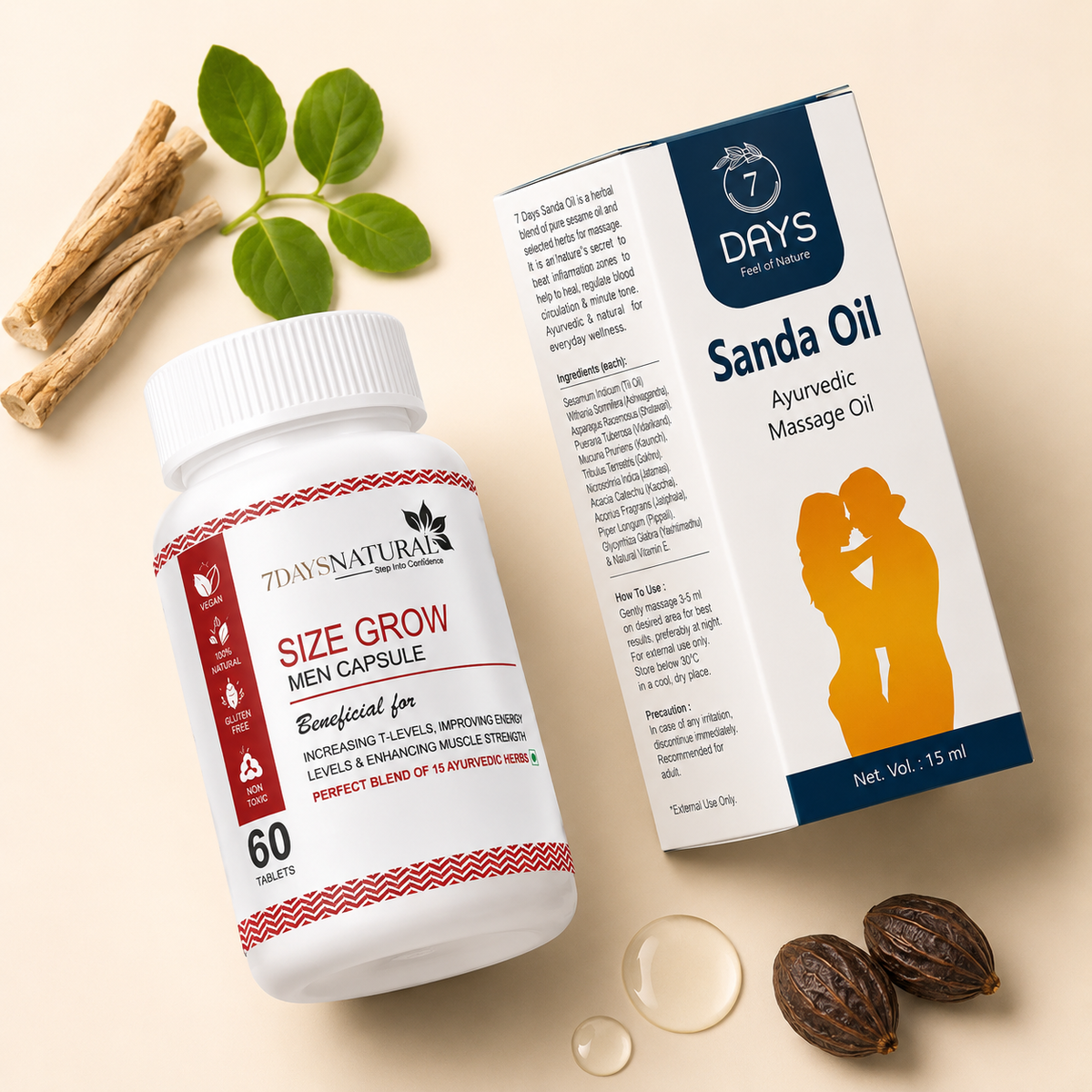 Size Grow Men Capsule & Sanda Oil Combo | 7DaysNatural