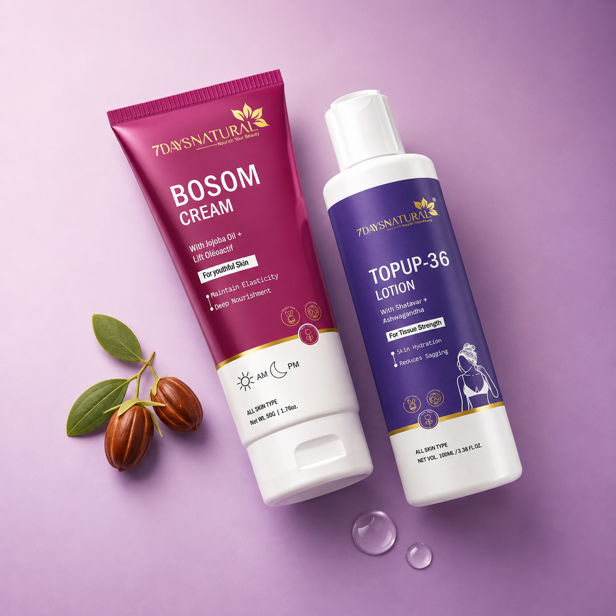 Bosom Cream & TopUp-36 Lotion Women's Body Care Combo | 7DaysNatural