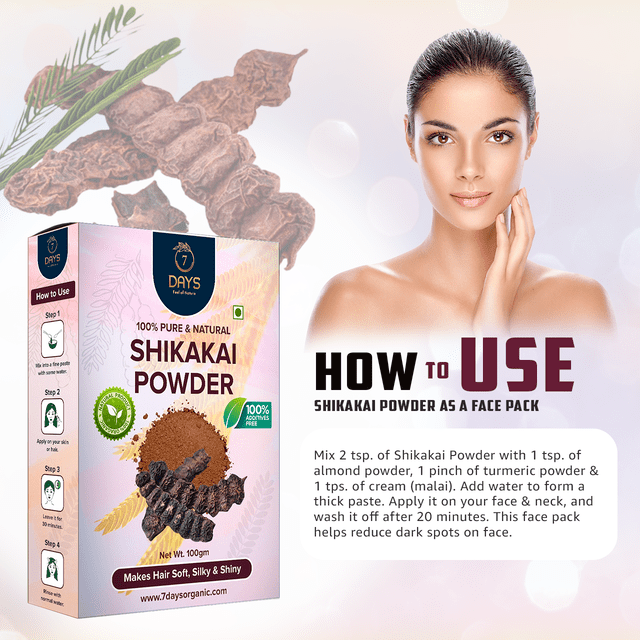 7Days Shikakai powder 100% natural hair growth & control hair fall dandruff formula (100 g)