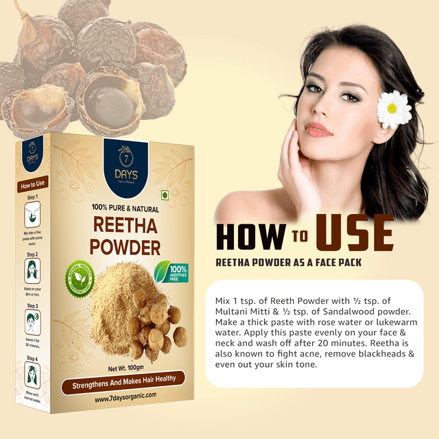 7Days Reetha Powder for Face Pack Face Wash Hair Scalp Treatment