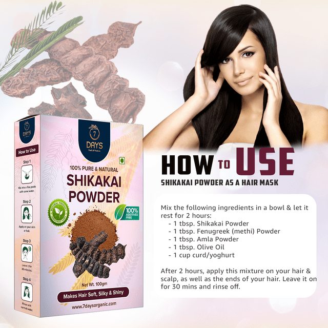 7Days Shikakai powder 100% natural hair growth & control hair fall dandruff formula (100 g)