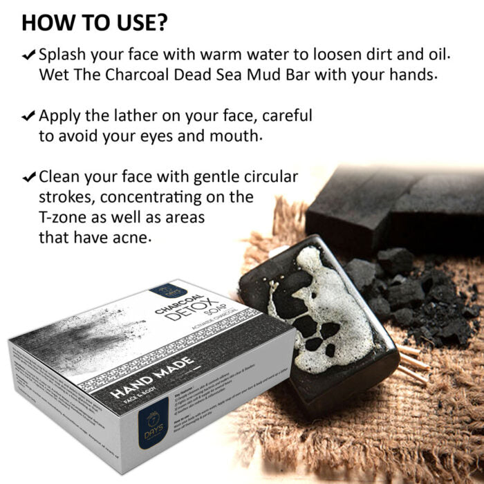 7Days Activated Charcoal Soap Remove Dead Skin Get Pimple Free Glowing Skin