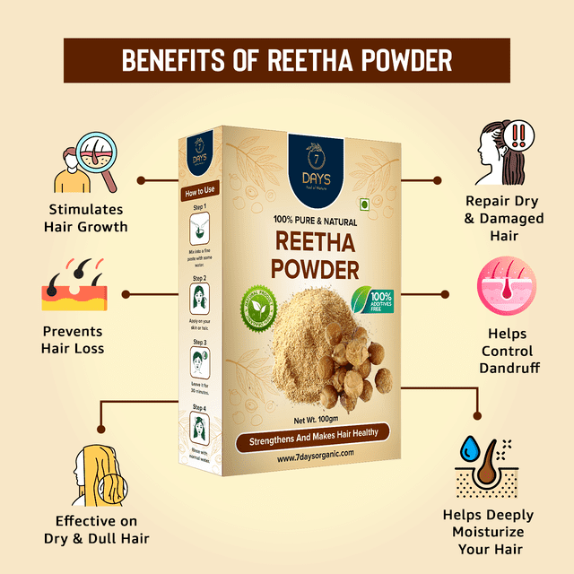 7Days Reetha Powder for Face Pack Face Wash Hair Scalp Treatment