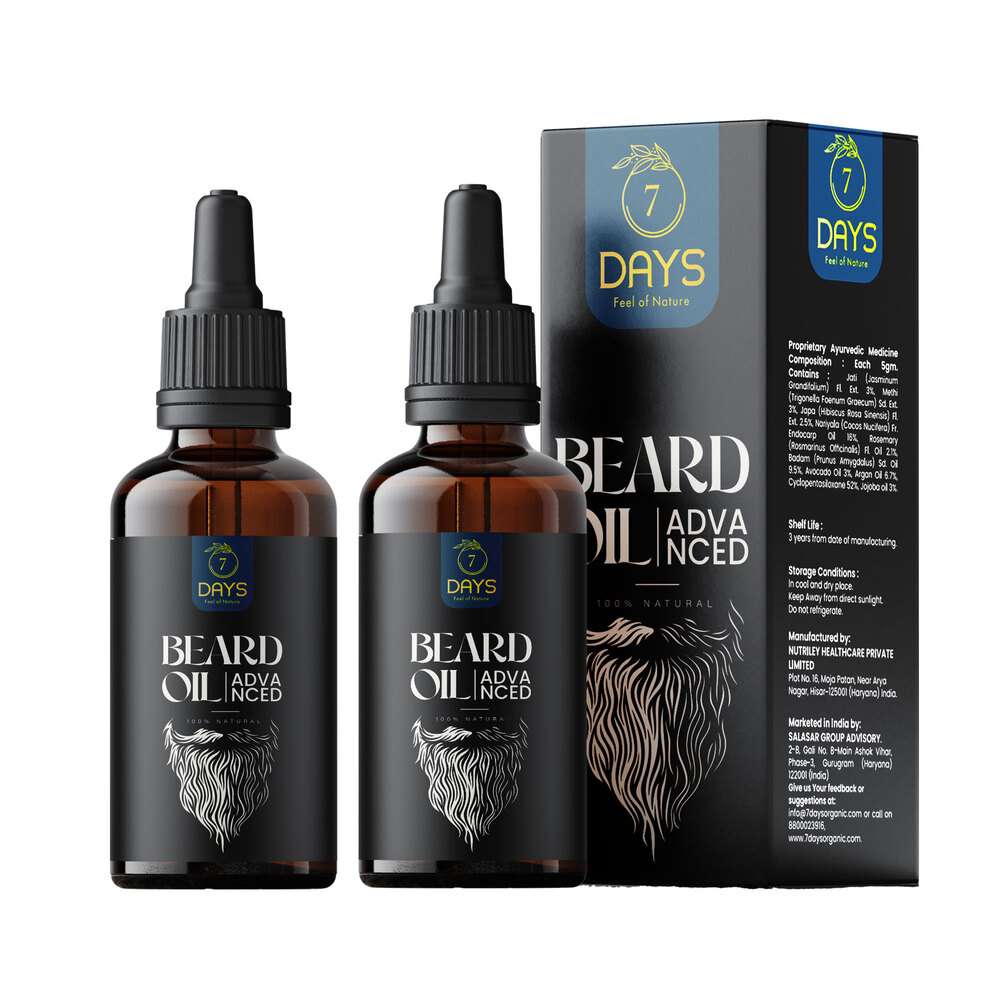 100% Result Beard Growth Oil for strong and healthy beard growth Hair Oil  (Pack of 2) – 7 Days Organic