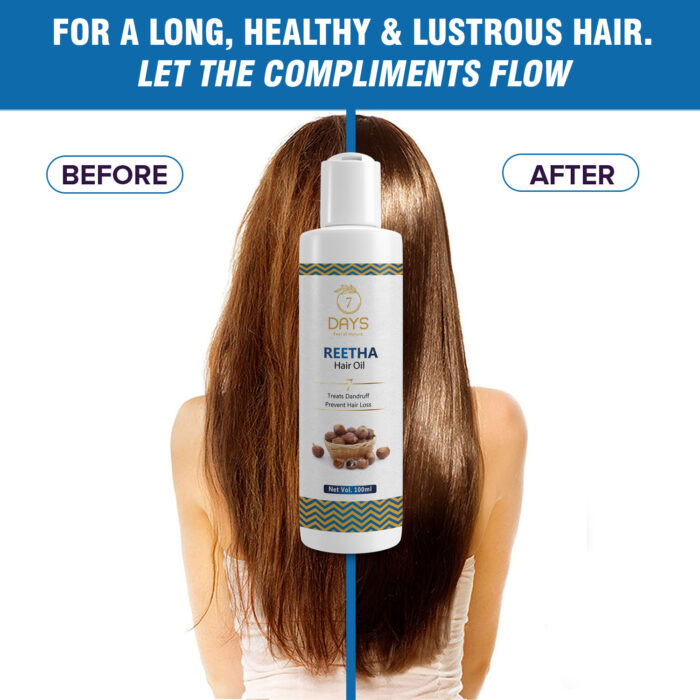 7 Days Cold-Pressed 100% Pure Reetha Oil paraben free for hair regrowth hair  fall control & dandruff control Hair Oil (100 ml) – 7 Days Organic