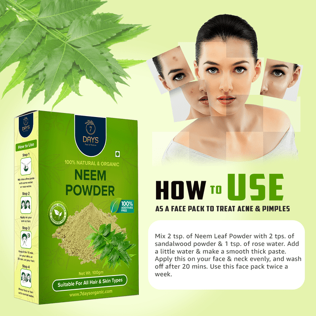 Neem Leaf Powder for Pimple free Skin 100gm – 7 Days Organic