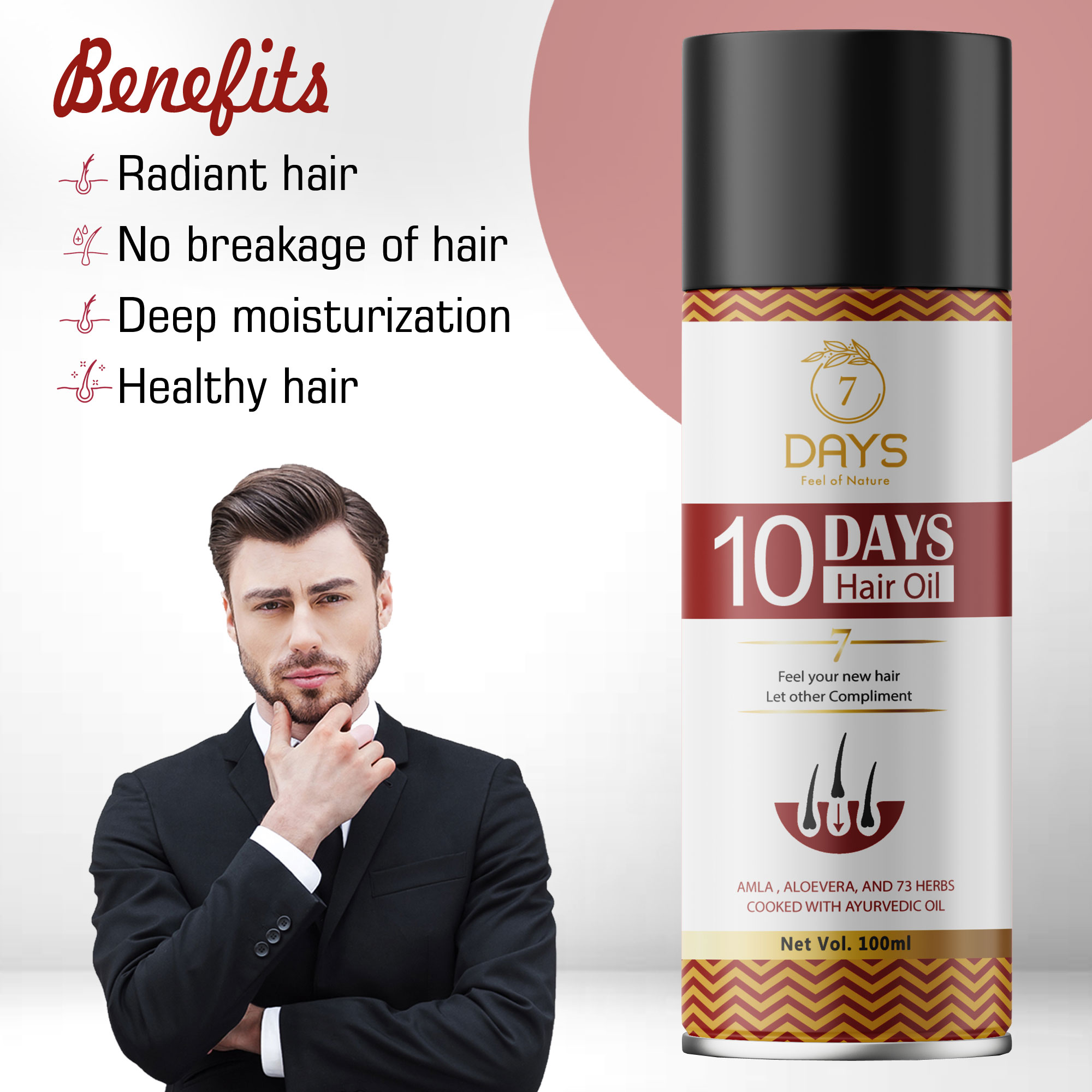 10 Days hair regrowth hair fall control Hair Oil (100 ml) – 7 Days Organic
